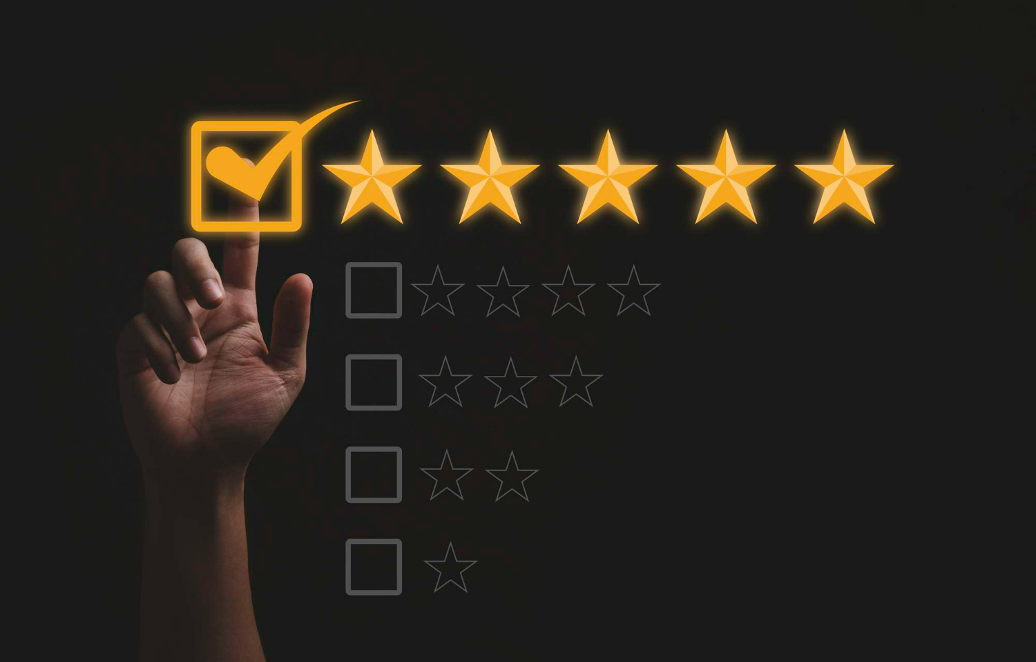 hand-touching-doing-mark-five-yellow-stars-black-background-best-customer-satisfaction-evaluation-good-